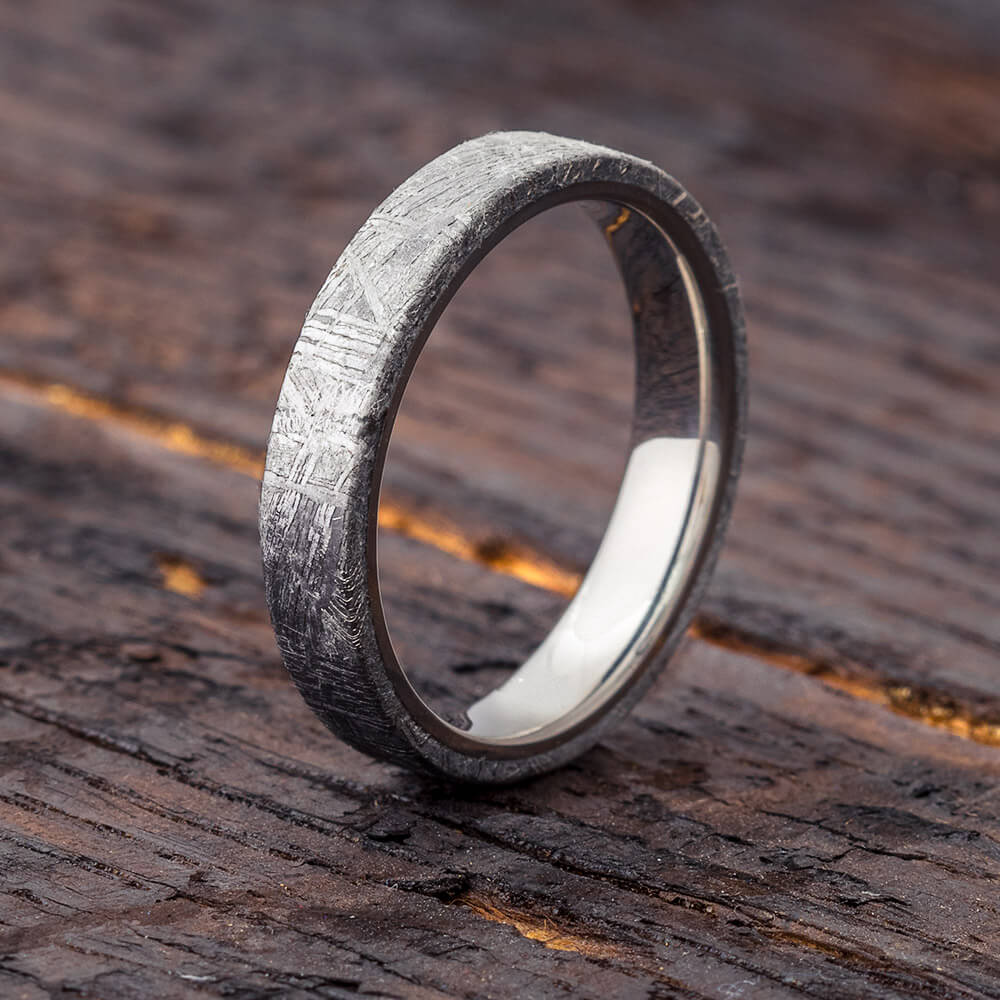 Thin Gibeon Meteorite Ring, Titanium Wedding Band-2445 - Jewelry by Johan