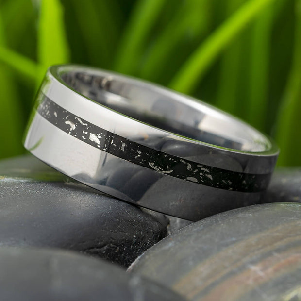 Black Stardust Tungsten Ring