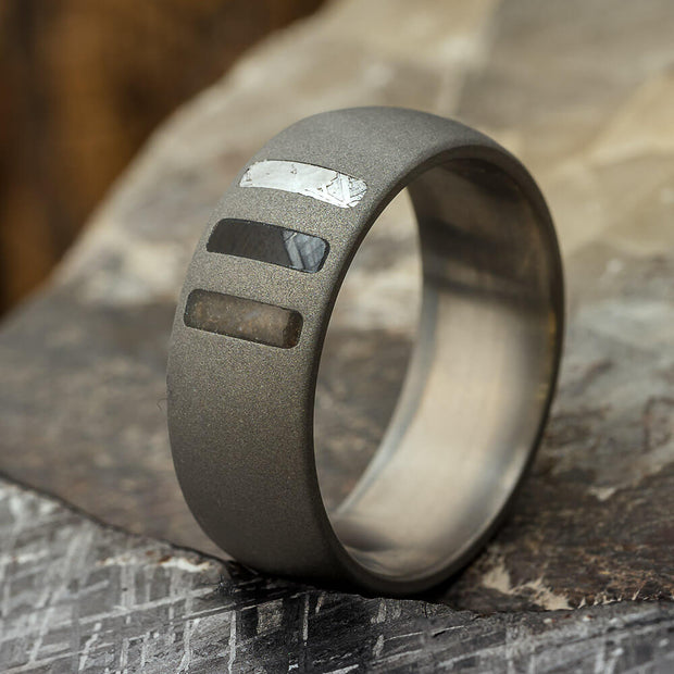 Triple Inlay Wedding Band