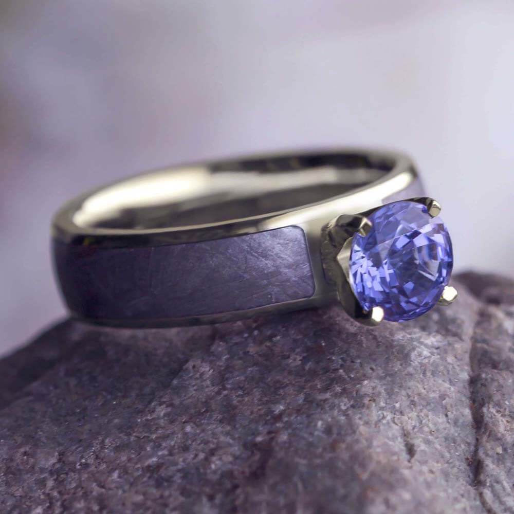 Tanzanite and Meteorite Engagement Ring