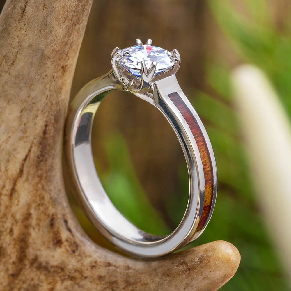 White Gold Engagement Ring with Antler Prongs
