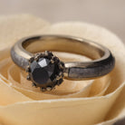 Meteorite and Black Diamond Engagement Ring