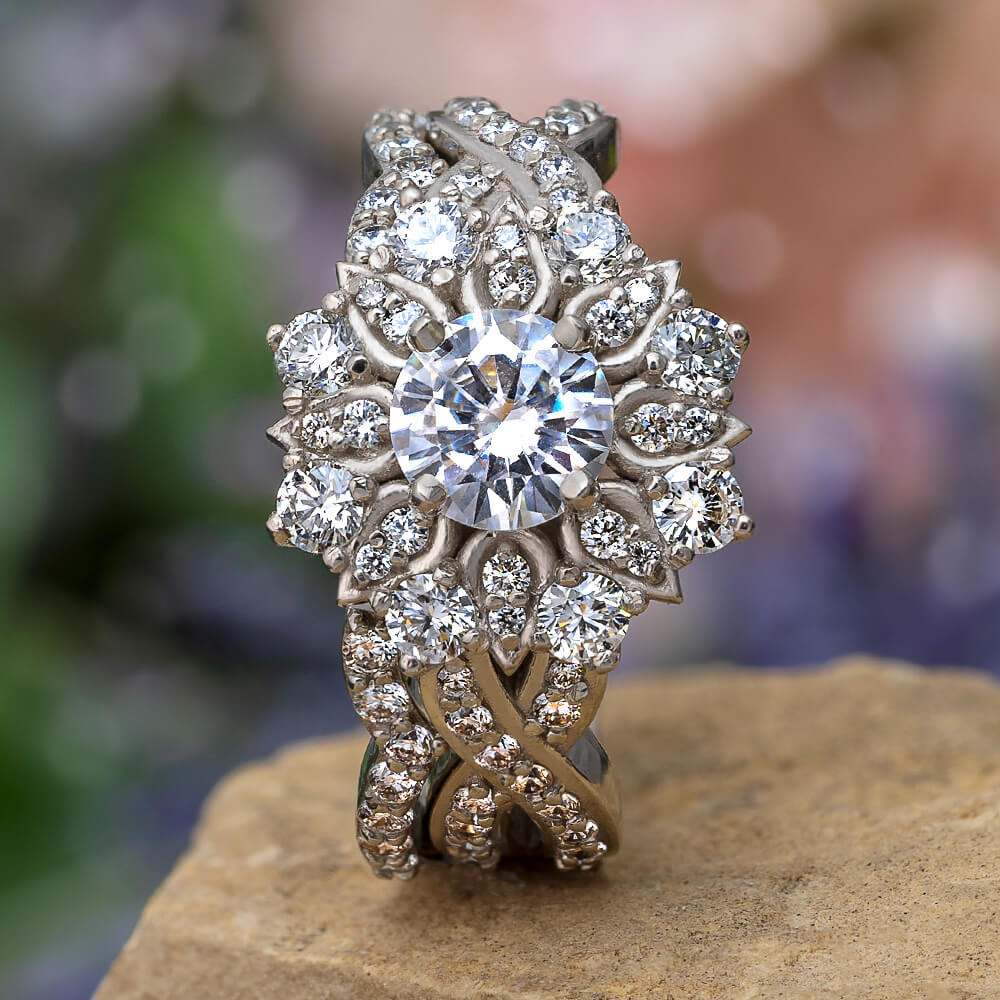 KATARINA Diamond Cluster Engagement Ring in 14K Rose Gold (1 cttw, I-J, I1)  (Size-4.5) | Amazon.com