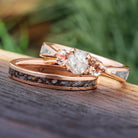 Meteorite and Fossil Bridal Set in Rose Gold