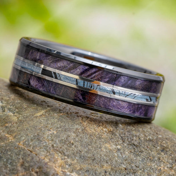 Purple Box Elder Burl Wedding Band
