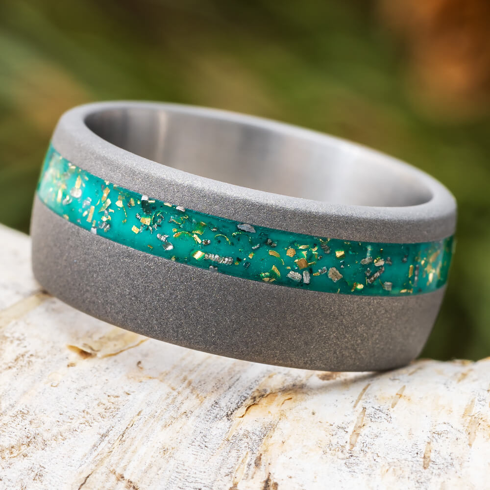 Meteorite Ring in Titanium