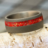 Meteorite Wedding Band with Red Meteorite Stardust