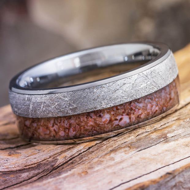 Meteorite and Tungsten Ring