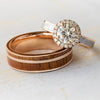 Meteorite and Rosewood His and Hers Wedding Ring Set