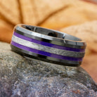 Purple and Black Meteorite Wedding Band