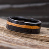 Ebony Wood and Ceramic Wedding Band With Gold Pinstripe - Jewelry by Johan