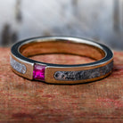 Meteorite and Ruby Wedding Ring