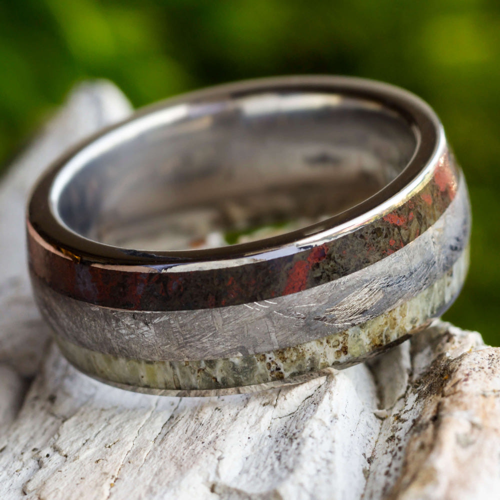 Dinosaur Bone and Antler Wedding Band
