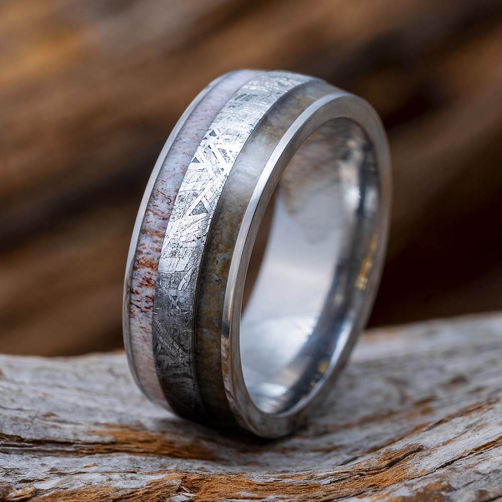 Dinosaur Bone and Antler Wedding Band