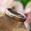 Aquamarine Wedding Band With Rowan Wood, Titanium-2946 - Jewelry by Johan