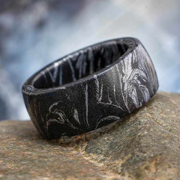 Black and White Mokume Gane Wedding Band