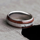 Natural Redwood and Meteorite Ring, Custom Wood Wedding Band-2427 - Jewelry by Johan