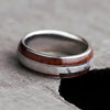 Custom Wood Wedding Band with Natural Redwood and Meteorite