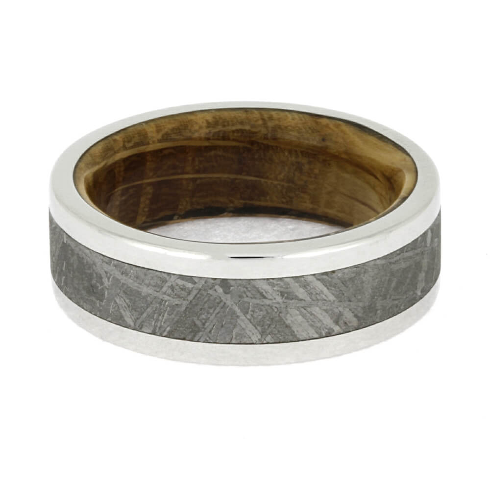 Whiskey Oak Wood & Meteorite Men's Wedding Band-2649 - Jewelry by Johan