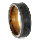 Carbon Fiber Wedding Band, Whiskey Oak Sleeve Ring With Sandblasted Titanium-2707 - Jewelry by Johan