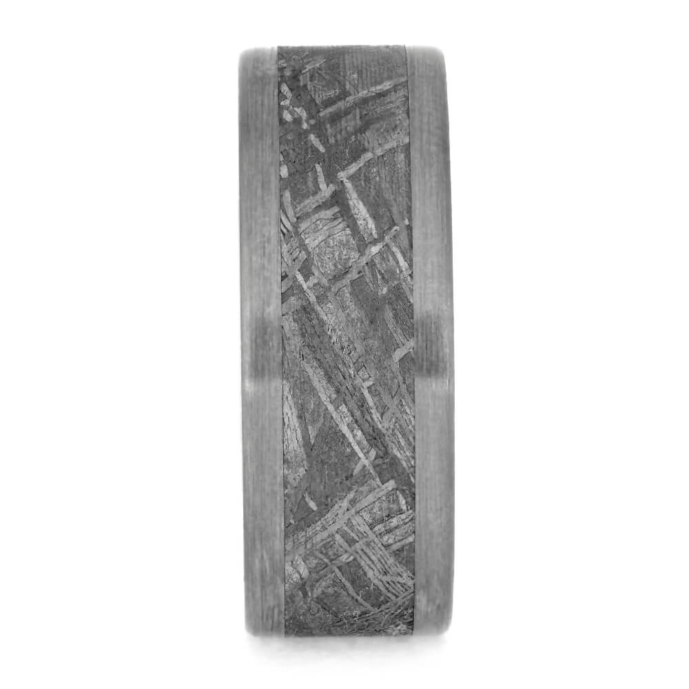 Brushed Titanium Men's Wedding Band With Gibeon Meteorite-3631 - Jewelry by Johan