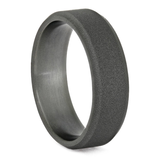 Simple Titanium Wedding Band With Sandblasted Finish And Beveled Edges-3684 - Jewelry by Johan