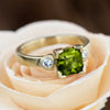 Peridot Engagement Ring In Matte Yellow Gold, Moissanite Ring-3720 - Jewelry by Johan