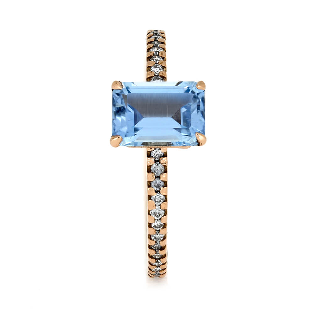 Aquamarine Engagement Ring, Diamond Eternity  Band In Rose Gold-3722 - Jewelry by Johan