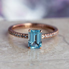 Aquamarine Engagement Ring, Diamond Eternity  Band In Rose Gold-3722 - Jewelry by Johan