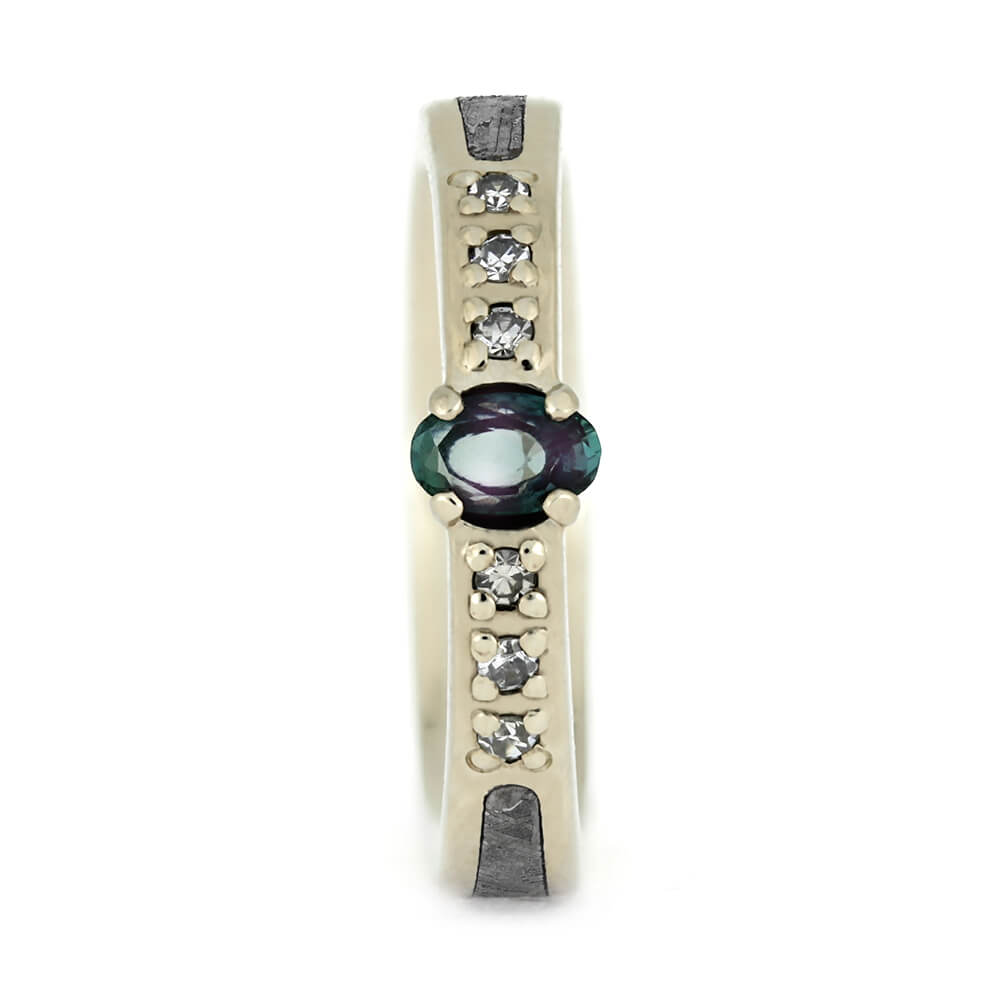 Alexandrite Wedding Ring, White Gold And Meteorite Engagement Ring-3753 - Jewelry by Johan