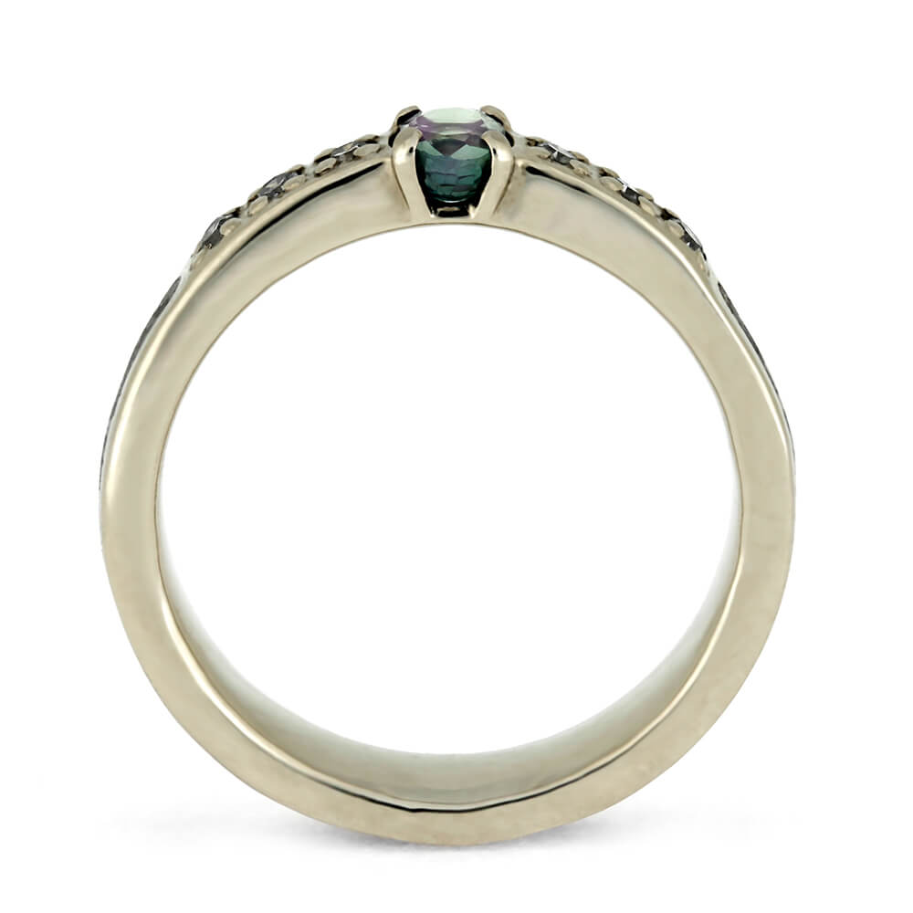 Alexandrite Wedding Ring, White Gold And Meteorite Engagement Ring-3753 - Jewelry by Johan