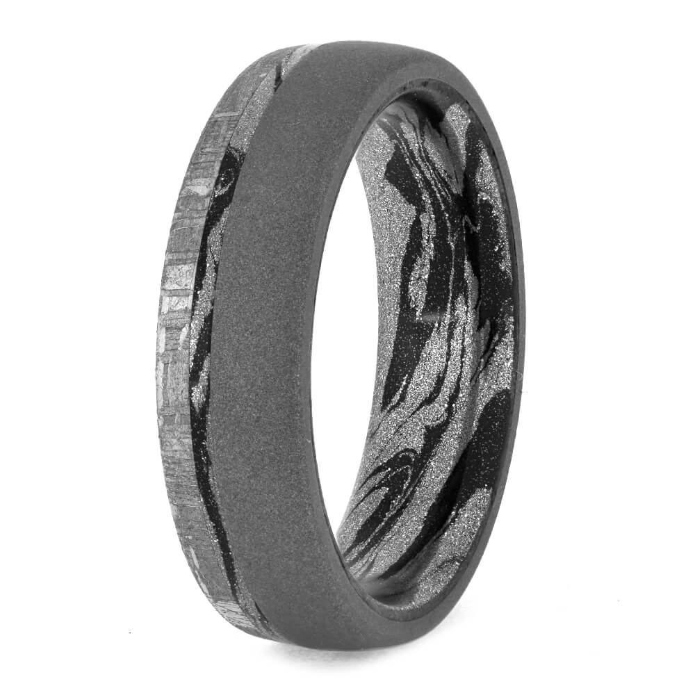 Mokume Wedding Band, Meteorite Ring with Sandblasted Finish-3834 - Jewelry by Johan