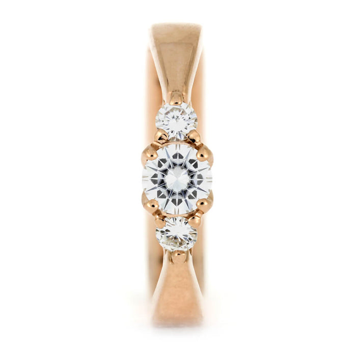 Three Stone Engagement Ring In Rose Gold With Floral Prongs-3835 - Jewelry by Johan