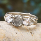 White Sapphire and Meteorite Engagement Ring