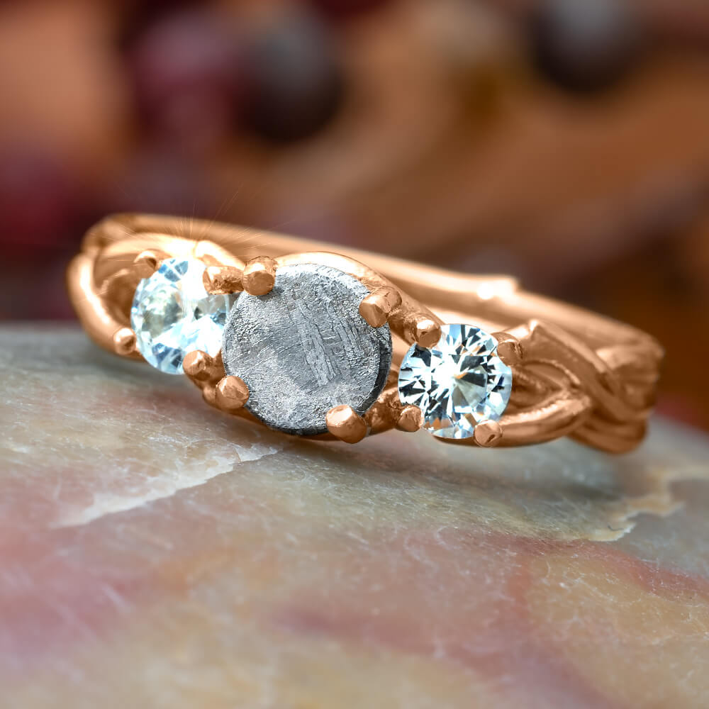 Nature inspired engagement ring with natural rose cut salt and pepper  diamond / Ariadne | Eden Garden Jewelry™