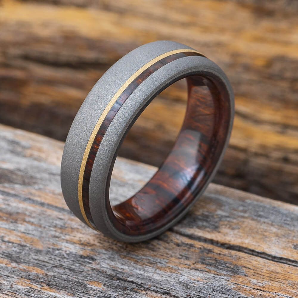 Ironwood Men's Wedding Band with Gold Jewelry By Johan