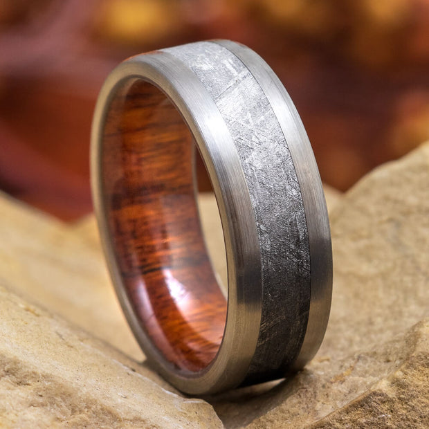 Meteorite and Ironwood Wedding Band for Men