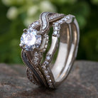 Meteorite Bridal Set with Diamond Twist Design in White Gold