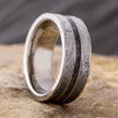 Meteorite Wedding Band With Crushed Onyx, Mens Titanium Ring-3359 - Jewelry by Johan