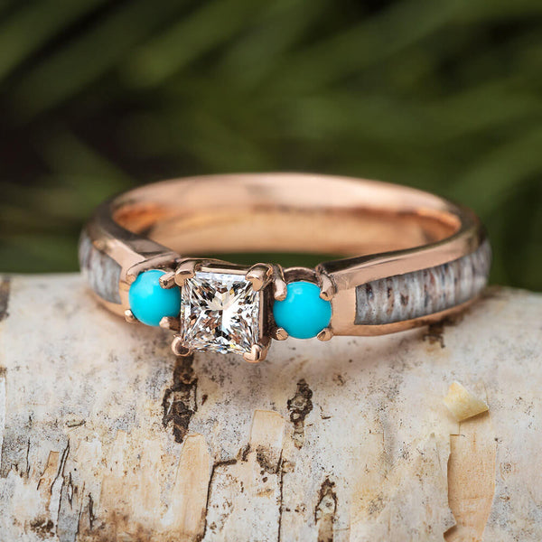 Square Cut Engagement Ring With Turquoise | Jewelry by Johan 