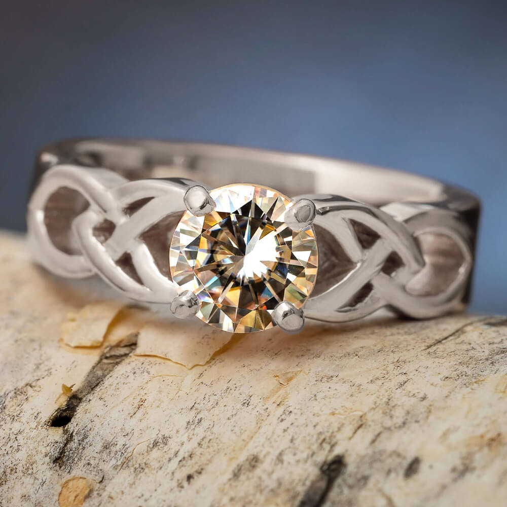 Platinum Engagement Ring with Celtik Knots