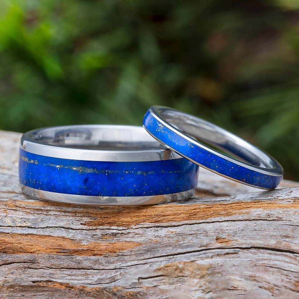 Matching Lapis Lazuli His and Hers Wedding Bands