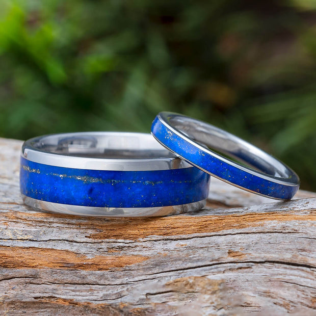 Matching Lapis Lazuli His and Hers Wedding Bands