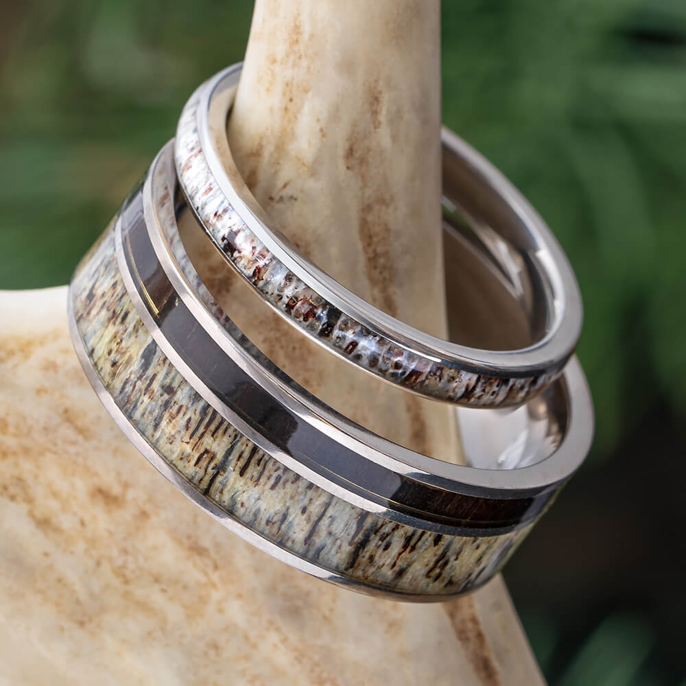 Antler Ring Set with Wood