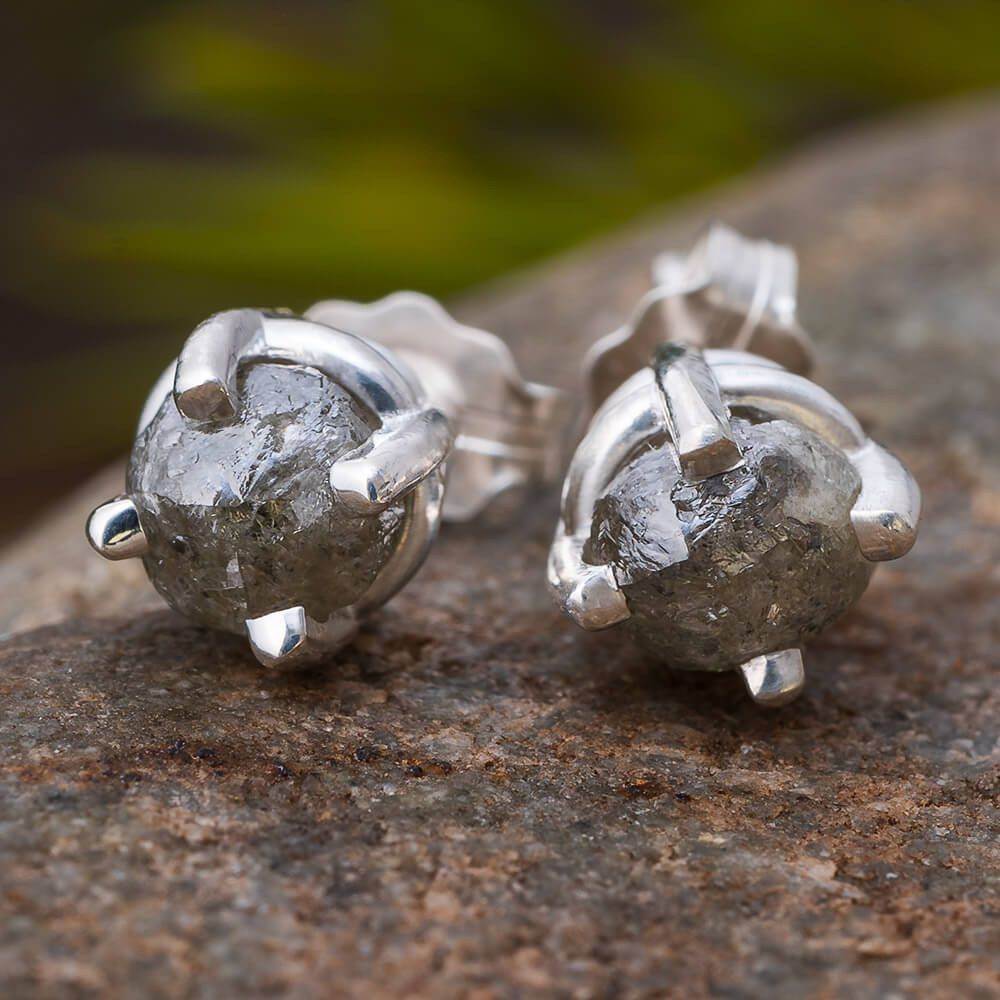 Rough Diamond Stud Earrings | Jewelry by Johan