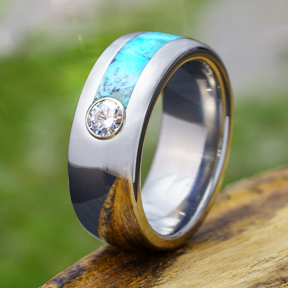 Mens Turquoise Rings Turquoise Band Men's Turquoise Ring With