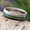 Meteorite and Green Box Elder Burl Wood Wedding Band