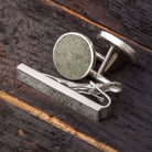 Big Buck Gift Set - Deer Antler Sterling Silver Tie Clip and Cuff Links-3538 - Jewelry by Johan