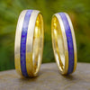 Matching His and Hers Lapis Lazuli Wedding Band Set