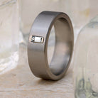 Baguette Sapphire Wedding Ring For Men, Titanium Band-3565 - Jewelry by Johan